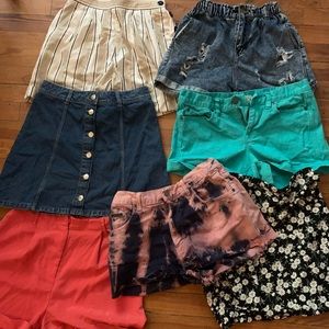 real cute lot of 4 high waisted shorts, 2 skirts!